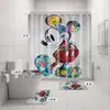 Venta caliente transfronteriza directo de fábrica Mickey estampado digital poliéster impermeable a prueba de moho cortina de ducha cortina de baño de cuatro piezas