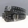 Cinto Original com Rebites de Rua Punk Masculino Feminino Y2K Padrão Crocodilo Rebite Americano Recorte Cruz