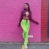 Moda de Verano 2025 Europea y Americana Ropa de Mujer de Moda Nuevo Leggings Rectos con Aberturas y Tirantes de Cintura Alta Pantalones de Cuero Slim