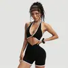 Ropa de Yoga Transfronteriza con Nuevo Giro Secado Rápido de Tirantes Cruzados Chaleco a Prueba de Impactos Combinación de Colores Sujetador Deportivo Listo para Yoga