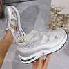 Zapatos de Mujer Transpirables Versátiles de Verano 2026, Nueva Moda, Simples, Ligeros, con Velcro, Punta Redonda, que Aumentan la Altura, para Uso en Exteriores
