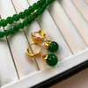 Nuevos Pendientes de Jade Ónix Verde Natural Chinos para Mujer, Pendientes de Lujo Ligero de Nicho de Alta Gama, Pendientes de Plata de Ley, Novedad 2025