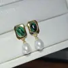 Brincos de Pérola de Água Doce com Pino de Prata S925 Brincos Cor de Âmbar Design de Nicho Pino de Prata Brincos Vintage Melard