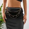 Cadena de Cintura para Mujer de Moda Transfronteriza Europea y Americana Exagerada Metal Pesado Multicapa Borla Lentejuela Metálica Sexy Joyería