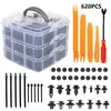 Caja de 620 Piezas de Hebillas 16 Tipos de Kit Universal de Reparación de Parachoques de Coche Fijaciones Tornillo de Expansión Hebillas de Caja