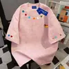 Camiseta de Algodón Puro de Peso Pesado Estampado de Bordado Falso de Gama Alta Adelgazante Tie-Dye Cuello Redondo Manga Corta Unisex Verano Top Holgado