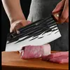Juego de Cuchillos de Cocina para el Hogar, Cuchillo para Rebanar Forjado de Acero Inoxidable, Cuchillo para Cortar Carne, Cuchillo para Picar, Cuchillo para Rebanar con Mango de Madera
