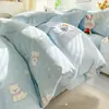 Juego de cama estilo Ins 100% algodón para camas individuales y dobles, juego de cuatro piezas para dormitorio, juego de tres piezas estampado 100% algodón, lavable a máquina, estilo sábana bajera digno de regalo