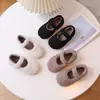 Zapatos de vestir franceses 2025 otoño e invierno nuevos versión coreana para niñas con felpa adicional zapatos de princesa suela blanda zapatos tipo mocasín zapatos de algodón