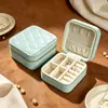 Caja de joyería portátil directa de fábrica con espejo, caja de joyería de lujo de alta gama, caja de almacenamiento de pulsera de cristal, collar, pendientes al por mayor