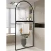 Pantalla de vidrio de separación seca y húmeda color crema, mampara de baño, unidad de almacenamiento, cabina de ducha de hierro forjado, divisor de baño de acero inoxidable