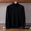 Suéter de cachemira para hombre transfronterizo, color liso, tejido de punto pullover, cálido para otoño e invierno, cuello alto, capa base, lujo ligero, estilo simple
