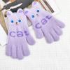 Nuevos Guantes de Felpa para Niños con Orejas de Gato Lindas, Estilo Coreano Dopamina, Guantes Cálidos de Cinco Dedos para Niñas para Exteriores con Diseño de Orejas de Gato