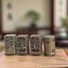 Nuevo Chinoiserie Aleación de Cobre Calabaza Abanico Dragón y Fénix Horno Placa Pipa Quemador de Incienso Tabletas de Aromaterapia Xiaoxiangyun Incienso de Sándalo