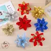Flores Navideñas de Tres Capas con Polvo Dorado Más Vendidas de Amazon, Decoraciones para Árbol de Navidad de Fabricante de Flores Artificiales, Colgantes para Corona de Navidad
