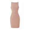 Vestido Bodycon Fruncido Sexy y Elegante, Nuevo Estilo de Verano, Ajustado, Adelgazante, Sin Mangas Hombros Descubiertos para Mujer