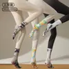 Calcetines de yoga con punta redonda, antideslizantes, estilo de tubo largo, color liso, transpirables, versátiles, aptos para Pilates y fitness, hasta la pantorrilla, disponibles para envío directo