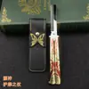 Fuente Dios Hoja del Cielo Lobo Fin Animación Cuchillo Mariposa Herramienta de Práctica Plegable Hoja sin Cortar Cuchillo de Sacudir la Mano con Cubierta de Cuero