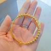 Pulsera Valiente de Cuentas Doradas del Año del Dragón Latón Chapado en Oro Oro de Imitación Ajustable de Empuje y Tira Moda Pulsera Sólida Pulsera