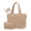 Amazon New Women Down Handbag Laptop Bag Acolchoado com zíper Fluffy Work Tote Bag