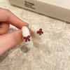 Pendientes de lazo de felpa para otoño e invierno, únicos, cuadrados, redondos, con forma de cara, pequeños, con hebilla para la oreja, a la moda, dulces y personalizados.
