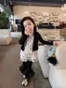 Cardigan estiloso solto estilo Mori de celebridade da internet jaqueta para bebê menina 26 novo conjunto de outono com calças pantalona