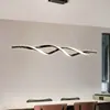 Lustre de restaurante de luxo leve, tira longa, minimalista moderno, criativo, de alta qualidade, para balcão de bar, mesa de jantar, LED, luminária de sala de jantar da moda