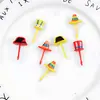 Conjunto de Garfos de Frutas Sinal de Frutas Plástico Desenho Animado Doméstico Feriado Garfo de Bolo de Frutas Sobremesa Lanche Garfo Pequeno