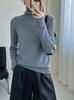 Cómodo y Suave 30% Cachemir Simple y Cómodo Versión Limpia Cuello Alto Manga Larga Tejido para Mujer Simple Color Puro Camiseta Básica