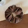 Estilo Coreano Elegante Scrunchie de Poá com Babados de Cetim de Alta Qualidade Elástico para Rabo de Cavalo Faixa de Cabelo