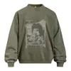 Sudadera con Estampado Abstracto Americano Tie-Dye Desgastado para Hombre Primavera/Otoño Holgada Estilo Urbano ins Cuello Redondo Ropa Deportiva Superior
