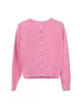 Yaqi Outono Novo Cardigan de Tricô Feminino Cor Sólida Manga Longa, Top Fino Gola Redonda Slim