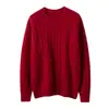Suéter Tricô Cabo Cor Sólida Outono e Inverno Novo Tricotado Manga Longa Pulôver Camada Base Feminino Gola Redonda Espessado Caxemira