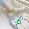 Meias de algodão femininas de cor sólida para o verão, meias invisíveis finas em blocos de cor cor de sorvete, sem costura, absorventes de suor, respiráveis, antiderrapantes