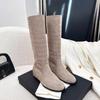 Botas Altas Planas Huecas Estilo Maillard de 5 cm de Altura Creciente para Mujer Otoño 2025 Nuevas Botas de Montar Retro por Encima de la Rodilla