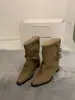 Botines cortos de tacón grueso con hebilla en color marrón vintage, botas western para mujer, botas de tacón de bloque, botas de montar, botas para debajo del pantalón, nuevas botas de mujer para principios de otoño