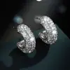 Pendientes de Zirconio Súper Brillantes Microincrustados con Forma de C, Pendientes Dorados de Lujo Ligero Estilo Francés de Gama Alta, Pendientes para Mujer de Venta Caliente con Aguja de Plata S925