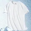 Camiseta masculina de manga curta, de malha de seda gelada de secagem rápida, nova camiseta esportiva respirável de corrida para homens, de manga curta, roupas masculinas T