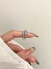 Anillo Abierto de Circonita Luz de Luna Amor Azul Mar para Mujer Niche de Lujo Ligero Anillo de Dedo de Alta Gama Exquisito Anillo Ajustable