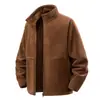 ¡Reversible Engrosado! Chaqueta Casual de Forro Polar de Color Sólido con Cuello Alto y Almacenamiento de Calor para Hombre Otoño e Invierno 2025 Chaqueta