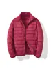 Chaqueta de Plumón Ligera Talla Grande de Invierno Unisex Cuello Alto Cómoda Cálida Plumón de Pato Blanco Color Sólido Ropa Exterior con Capucha
