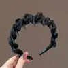 Diadema Ondulada Estilo Hepburn de Caña Alta Envuelto en Organza para Mujer con Dientes, Diadema Antideslizante para Lavarse la Cara, Goma para el Cabello, Pinza para el Cabello
