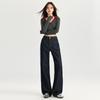 Jeans rectos estrechos retro americanos para mujer 2024 nuevos holgados de cintura alta adelgazantes verticales de pierna ancha al por mayor