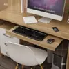 Bandeja de teclado para debajo del escritorio bandeja de madera colgante de dos secciones engrosada con riel de cajón deslizante soporte para ratón
