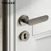 Fechadura de Porta Antiga Prata Estilo Vintage para Quarto Interno, Porta de Quarto, Fechadura de Porta Magnética Silenciosa para Banheiro, Maçaneta de Porta de Madeira