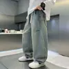 Calças para Meninos Primavera e Outono 2025 Novidade Crianças de Meia-Idade e Grandes Meninos Bonitos Estilo Coreano Roupa de Primavera Calças Jeans Streetwear para Crianças