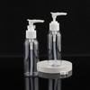 Frasco de emulsão com pump de pressão e clipe de 100ml, frasco de plástico PET transparente, pump bico de pato de pressão, materiais de embalagem transparentes para sub-envase