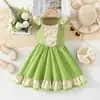 Venta especial de liquidación: Vestido de tirantes de algodón con mangas acampanadas, Blancanieves, Aurora, Cenicienta, Rapunzel Vestido de algodón