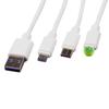 Cable de datos para teléfono móvil con interfaz morada de 3 tipos, venta al por mayor, tipo C, para Apple y Android, cable de carga micro rápida.