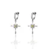Ice-Clear Snowflake Cross Star Earrings for Men, Cool Style with Zircon Inlays, Fashionable Non-Pierced Ear Accessories